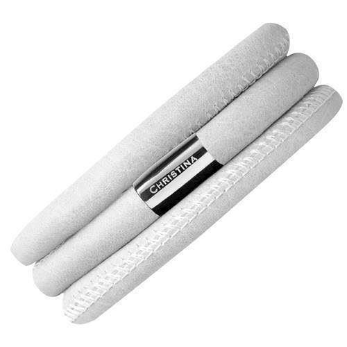 Image of Hvidt læder armbånd fra Christina Collect, 30 cm